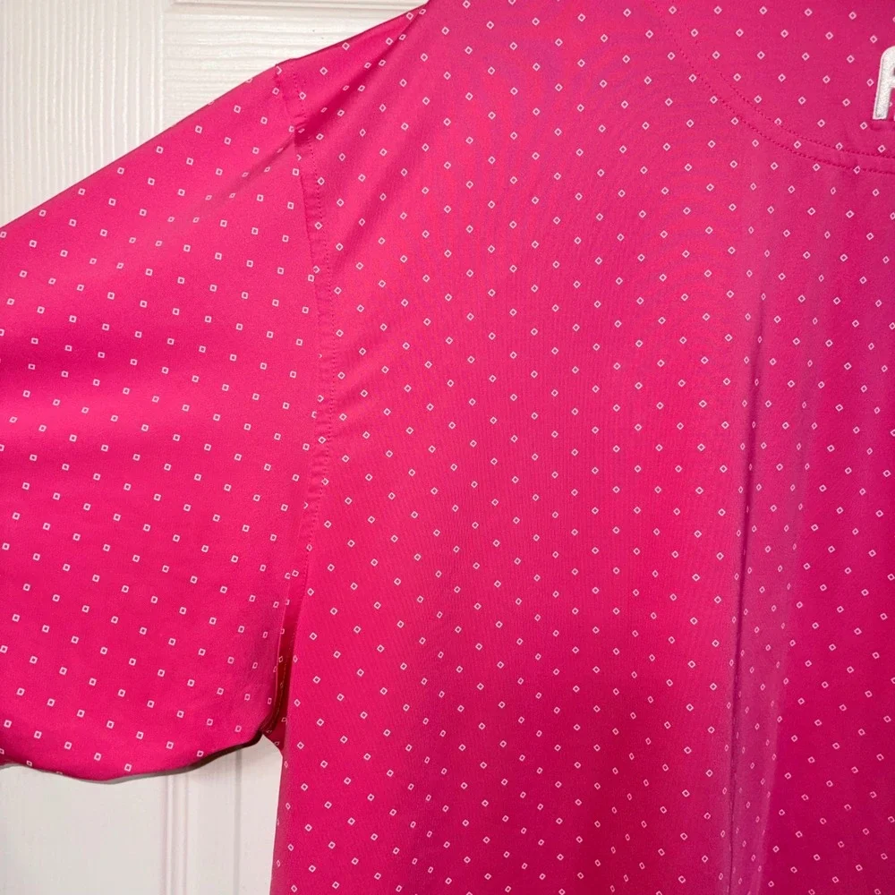 FootJoy Mens XL‎ Pink Diamond Print Performance Golf Polo Shirt Oak Leaves Logo